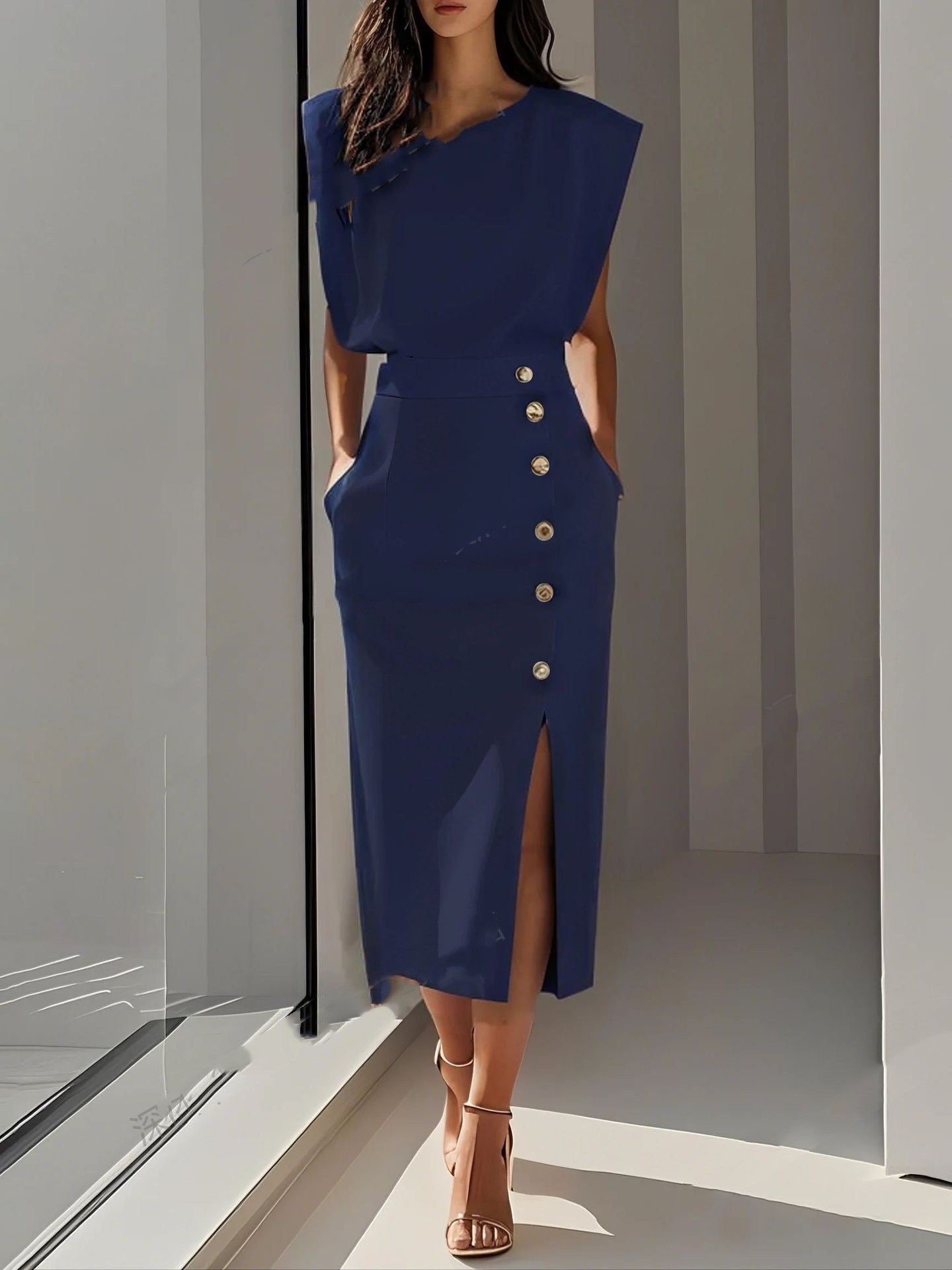 Serena Ken Céleste dress featuring elegant flowy fabric and intricate detailing, perfect for formal occasions.