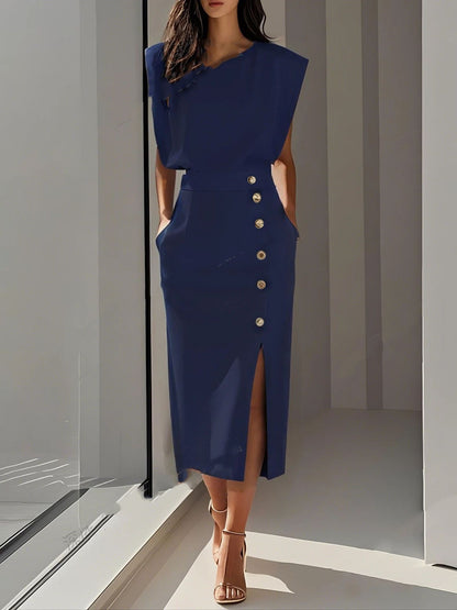 Serena Ken Céleste dress featuring elegant flowy fabric and intricate detailing, perfect for formal occasions.