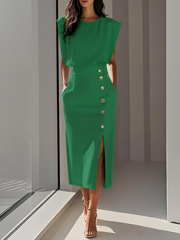 Serena Ken Céleste dress featuring a flowing, lightweight fabric with elegant details and a graceful silhouette.